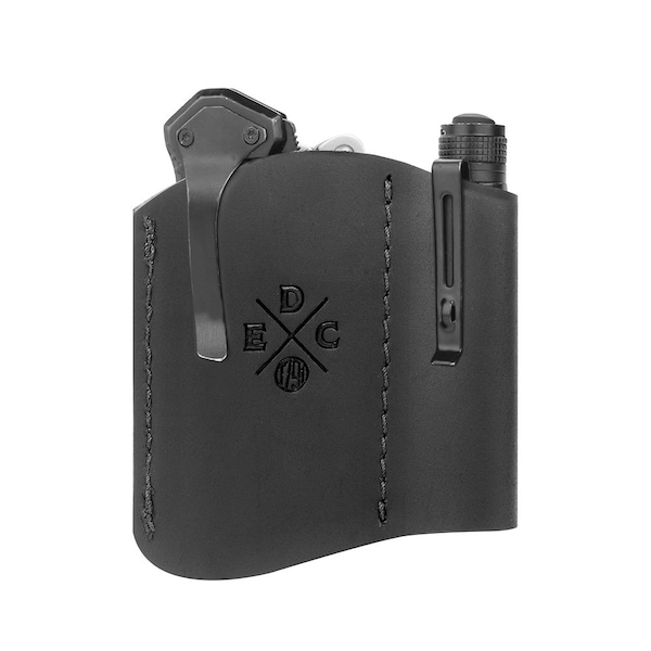 Leather Pocket Tool Organizer for Multitool, Flashlight, Pen and Accessory for Pocket Carry